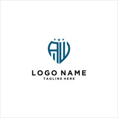 logo design for companies, Inspiration from the initial letters of the AW logo icon. - Vector