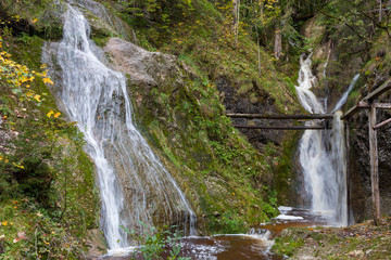 Plakat doppelter Wasserfall in Ebenau, Plötz, Österreich,