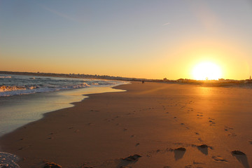 Fototapeta na wymiar Praia de Albandeira - beautiful coast of Algarve at sunset, Portugal