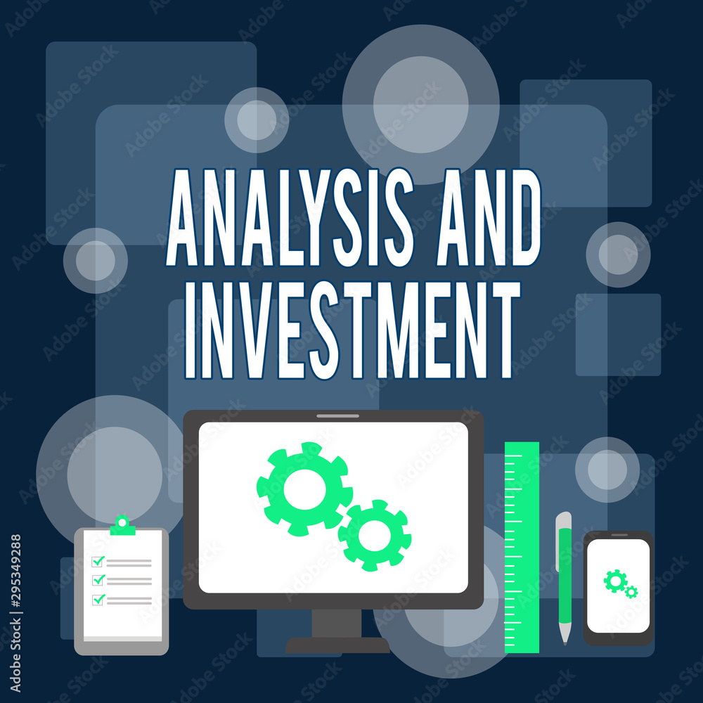 Poster writing note showing analysis and investment. business concept for studying market then do business 