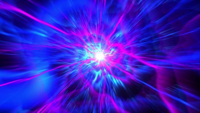 trending colors neon blue and ultra violet lines moving towards front 4K rendered background for meditation 