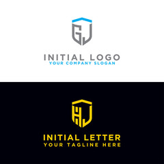 Logo Sets GJ and HJ modern graphic designs, Inspirational logo designs for all companies. -Vectorsng templates for construction.