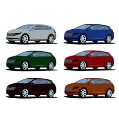 Fototapeta na wymiar minivan different color set realistic vector illustration isolated
