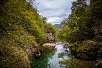 Beautiful clean and turquoise river Bastasica near the Drvar in Bosnia and Herzegovina