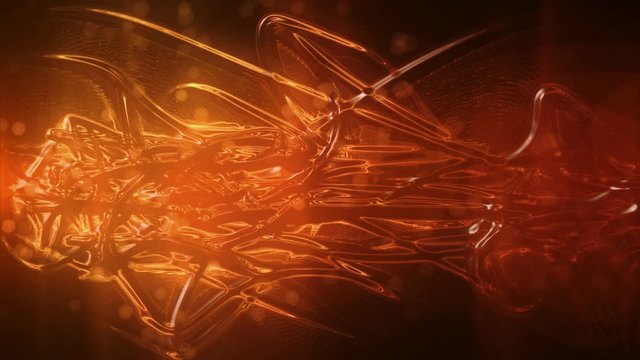 3D rendered Sci fci orange  background 4K quality. Various transparent wires rotating golden look  