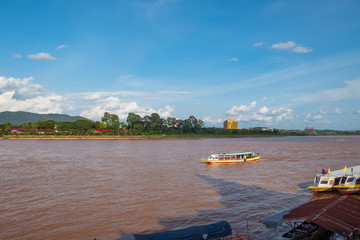 Chiangrai, Thailand August 19,2019 scenery of the Mekong River at the Golden triangle