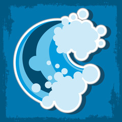 Wave with foam, surf logo.