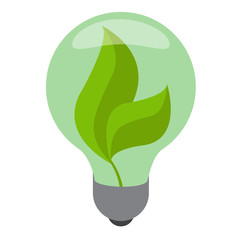Light bulb with green leaves inside the logo. Alternative sources of power. Green eco technology