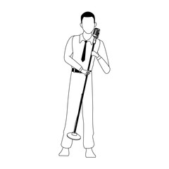cartoon singer man, flat design