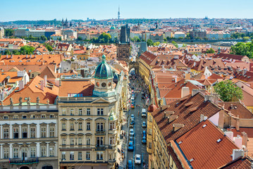 Fototapeta na wymiar Aerial view over the city of Prague