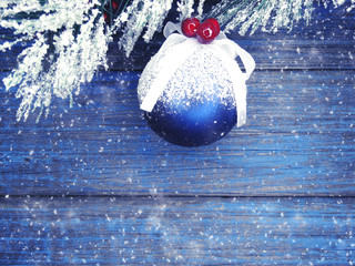 winter background with fir branches decor and snow