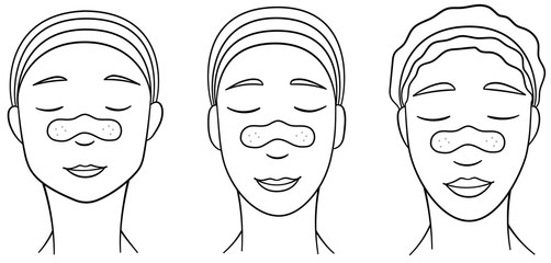 Three women in lines with nose pore strips