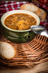 Traditional russian sour cabbage soup.