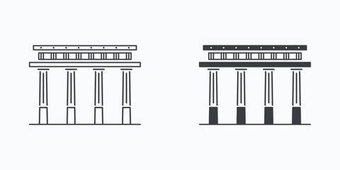 Antique greek pillar outline icon