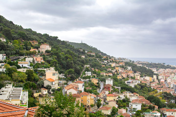 Fototapeta na wymiar Beautiful view to the city of Nice in cloudy rainy day, France
