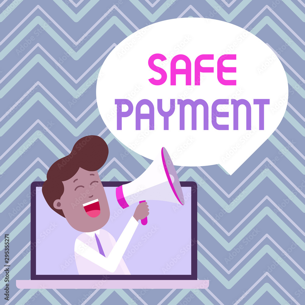 Poster text sign showing safe payment. business photo text webpage where credit card numbers are entered is