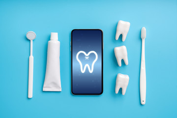 Online health care icon application on smart phone