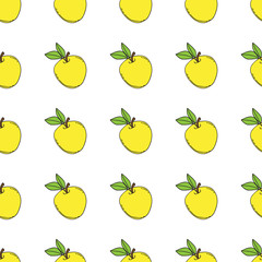 Background with juicy fruits. Fruit seamless pattern. Vector illustration