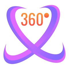 Obraz premium Vr headset 360 degrees icon. Cartoon of vr headset 360 degrees vector icon for web design isolated on white background