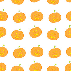 Halloween pumpkin seamless pattern in modern flat style. Vector illustration. Vector illustration. EPS10.