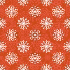 Christmas ornaments, seamless pattern with decorative snowflakes