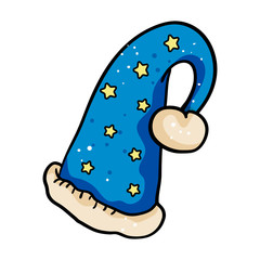 Blue Fur Cap. Symbol of magic, New Year's holiday, Christmas. - Vector. Vector illustration