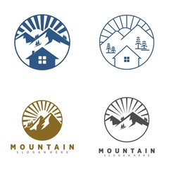 circle mountain logo, icon and template