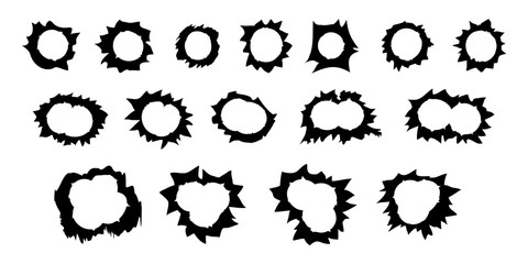 Stencils of a bullet holes isolated on a white background.