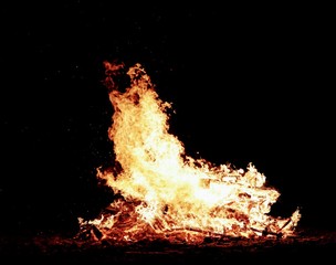 Bonfire on a Beach of Wood Pallets