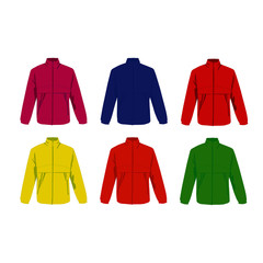 different colors windcheater realistic vector illustration isolated