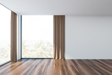 Empty white living room interior with window