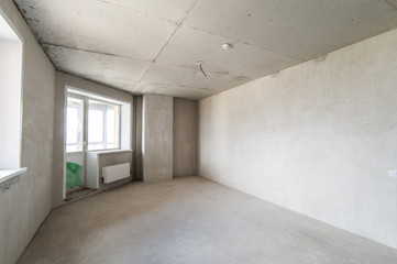 Russia, Moscow- May 16, 2019: interior room apartment. standard repair decoration in hostel. self-finish rough repair