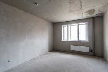 Russia, Moscow- May 16, 2019: interior room apartment. standard repair decoration in hostel. self-finish rough repair