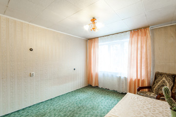 Russia, Moscow- May 16, 2019: interior room apartment. standard repair decoration in hostel