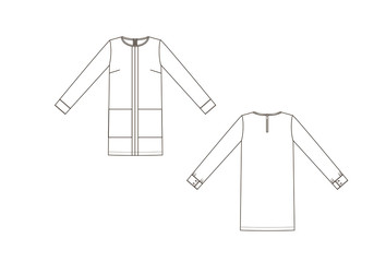 Fashion technical sketch of dress in vector graphic