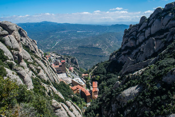 Fototapeta na wymiar Montserrat view from the top on monastery, Barcelona, Catalonia, Spain