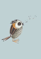 Handmade illustration of a cute Andean Sparrow