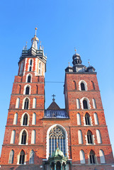 Fototapeta na wymiar Towers of Mariacki church in Krakow