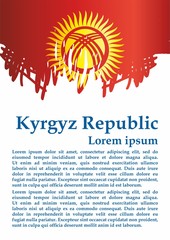 Flag of Kyrgyzstan, Kyrgyz Republic. Template for award design, an official document with the flag of Kyrgyzstan. Bright, colorful vector illustration.