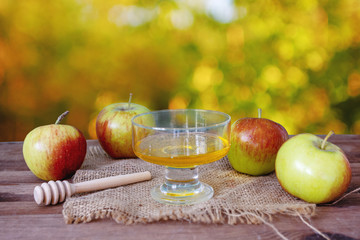 Rosh hashanah concept. Traditional symbols. jewish New Year holiday