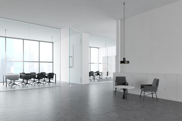 White office meeting room interior and lounge