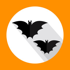 Halloween bats flat icon with long shadow. Vector illustration. EPS10.