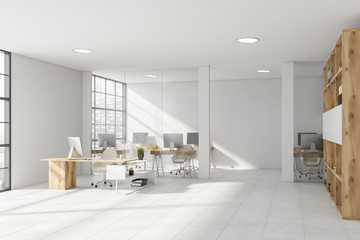 Stylish white open space office interior