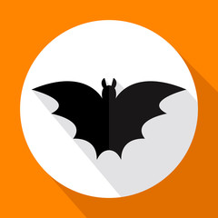 Vector flat bat icon with long shadow.