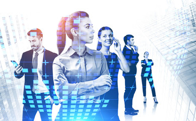 Business team with smartphones, internet