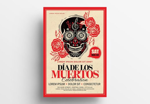 Dia De Los Muertos Illustrative Flyer Layout