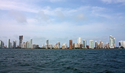 Fototapeta premium cityscape of the city of Cartagena de Indias from the sea. Cartagena de Indias, Colombia