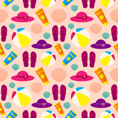 Seamless pattern on the theme of summer beach holidays