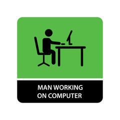 man working at desk icon for web and mobile