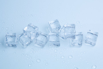 ice cubes and water drops close up